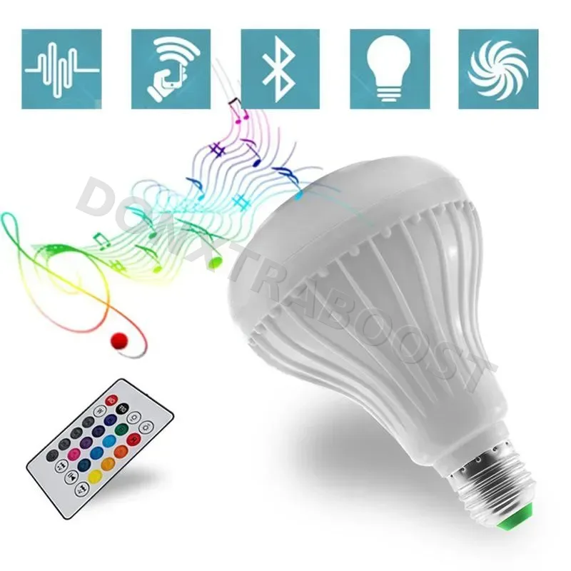 AC 85-265V 12W E27 LED Light Bulb with Bluetooth Speaker Music Remote Control Color Changing RGB Lamp for Bedroom Party Decor